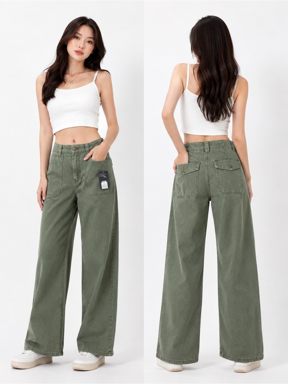 Universal Thread Olive Green High-Rise Wide Leg Jeans
